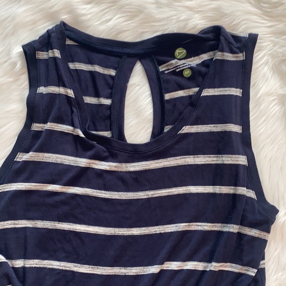 Navy Blue/Heather Gray Dakini Striped Tank Dress. (Small) - Picture 2 of 6